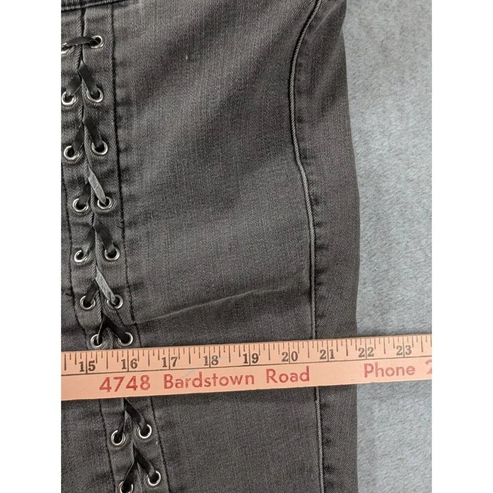 Torrid Denim Jeans Size 3R Grey Jegging Pull On Lace Up Legs High Rise Stretch - Picture 5 of 12